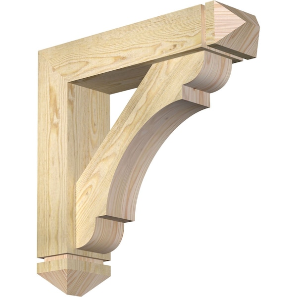 Ekena Millwork Olympic Arts and Crafts Rough Sawn Bracket w/ Offset Brace, Douglas Fir, 6"W x 24"D x 24"H BKT0604X24X24OLY03RDF - main